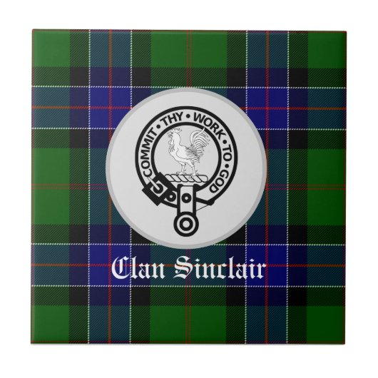 Clan Sinclair Tartan & Crest Badge Tegeltje (Voorkant)