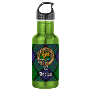 Clan Sinclair Wapen over Jacht Tartan Waterfles
