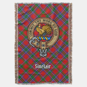 Clan Sinclair-wapen over rode tartan Deken