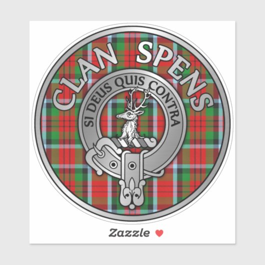 Clan Spens Crest & Tartan Sticker (Vel)
