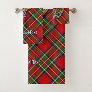 Clan Stewart Crest over Royal Tartan Bad Handdoek