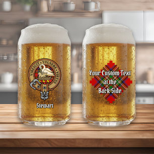 Clan Stewart Crest over Royal Tartan Blikvorm Glas