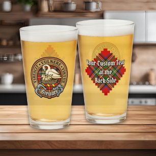 Clan Stewart Crest over Royal Tartan Glas