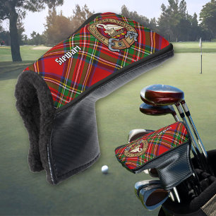Clan Stewart Crest over Royal Tartan Golfheadcover