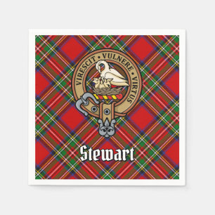 Clan Stewart Crest over Royal Tartan Servet