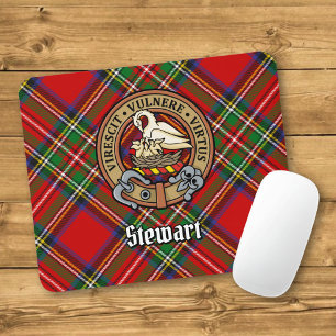 Clan Stewart Crest over Tartan Muismat