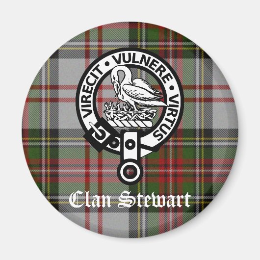 Clan Stewart Crest & Tartan Magnet (Devant)