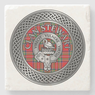 Clan Stewart Stuart Crest & Tartan Knot Stenen Onderzetter