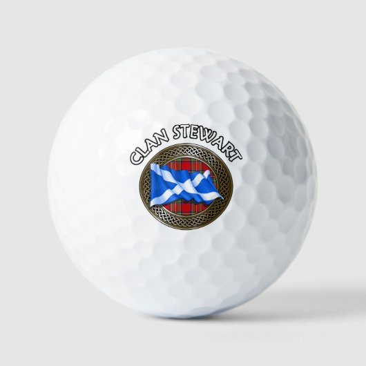 Clan Stewart Tartan Knot & Flag Golfballen (Voorkant)