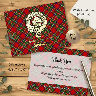 Clan Stewart Wapen over Tartan Folie Uitnodiging Briefkaart
