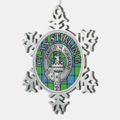 Clan Stirling Crest & Tartan Knot Tin Sneeuwvlok Ornament (Rechts)