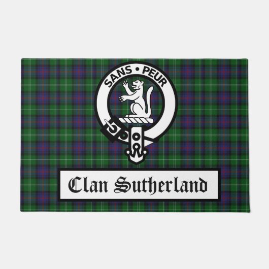 Clan Sutherland Crest Badge & Tartan Deurmat (Voorkant)