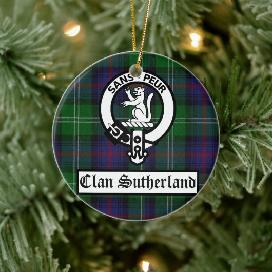 Clan Sutherland Crest Badge & Tartan  Keramisch Ornament (Boom)