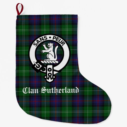 Clan Sutherland Crest & Tartan  Grote Kerstsok (Voorkant)