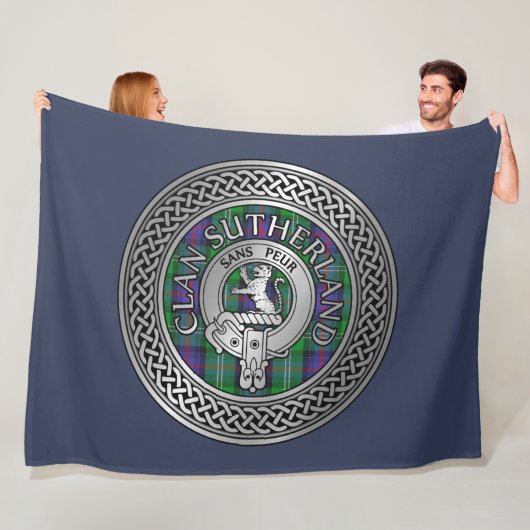 Clan Sutherland Crest & Tartan Knot Fleece Deken (In situ)