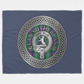 Clan Sutherland Crest & Tartan Knot Fleece Deken (Voorkant (Horizontaal))