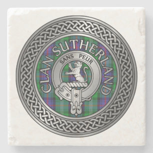 Clan Sutherland Crest & Tartan Knot Stenen Onderzetter