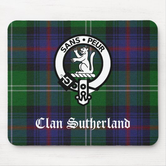 Clan Sutherland Crest & Tartan Muismat (Voorkant)