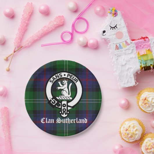 Clan Sutherland Crest & Tartan Paper Bord (Feest)