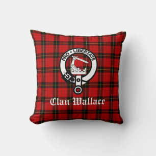 Clan Wallace Crest Badge en Tartan Kussen