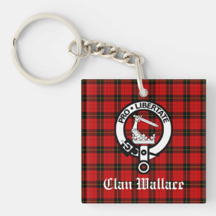 Clan Wallace Crest Badge en Tartan Sleutelhanger
