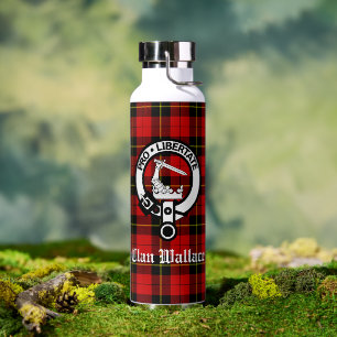 Clan Wallace Crest Badge en Tartan Waterfles