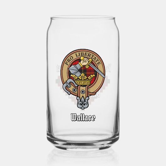 Clan Wallace Crest over Tartan Blikvorm Glas (Voorkant)