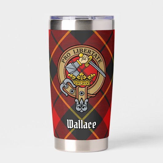 Clan Wallace Crest over Tartan Geïsoleerde Drinkbeker (Voorkant)