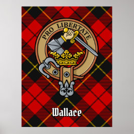 Clan Wallace Crest over Tartan Poster