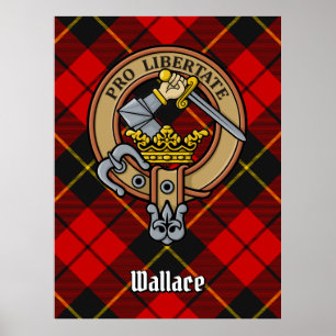 Clan Wallace Crest over Tartan Poster