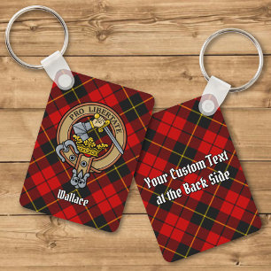 Clan Wallace Crest over Tartan Sleutelhanger