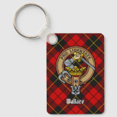Clan Wallace Crest over Tartan Sleutelhanger (Voorkant)