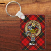 Clan Wallace Crest over Tartan Sleutelhanger (Voorkant)