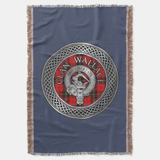 Clan Wallace Crest & Tartan Knot Deken (Voorkant Verticaal)