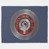 Clan Wallace Crest & Tartan Knot Fleece Deken (Voorkant (Horizontaal))