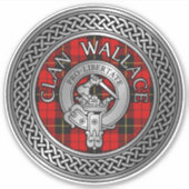 Clan Wallace Crest & Tartan Knot Sticker (Voorkant)