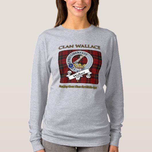 Clan Wallace Crest & Tartan T-Shirt (Voorkant)