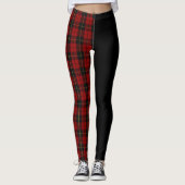 Clan Wallace Crest & Tartan / Zwart Leggings (Voorkant)