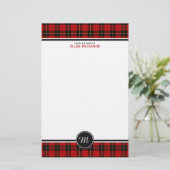 Clan Wallace Tartan Classic Red Plaid Monogram Briefpapier (Staand voorkant)
