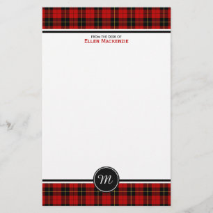 Clan Wallace Tartan Classic Red Pset Monogram Briefpapier