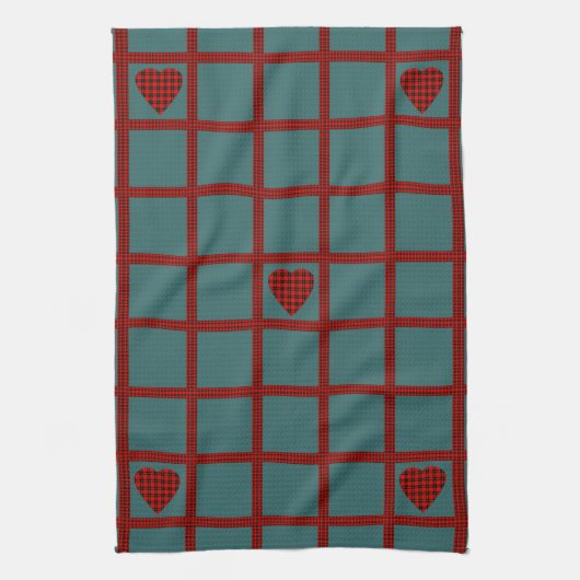 Clan Wallace Tartan Heart Pattern Tea Towel Theedoek (Verticaal)