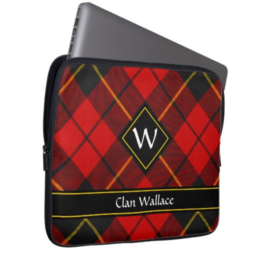 Clan Wallace Tartan-laptophoes Laptop Sleeve (Voorkant Rechts)