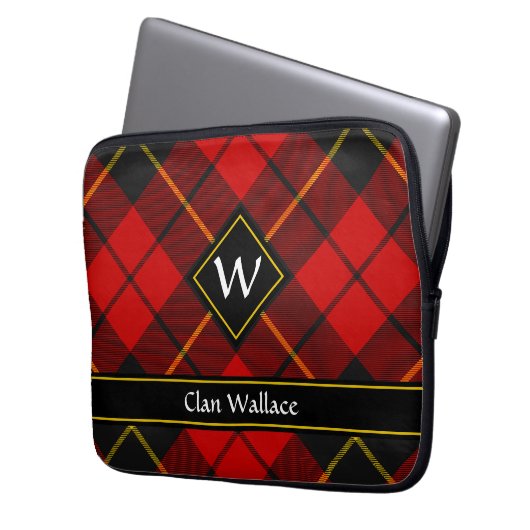 Clan Wallace Tartan-laptophoes Laptop Sleeve (Voorkant Links)