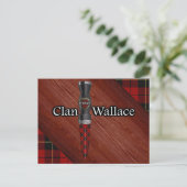 Clan Wallace Tartan Sgian Dubh Blade Briefkaart (Staand voorkant)