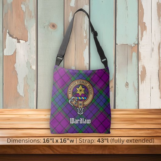 Clan Wardlaw Crest over Tartan Crossbody Tas