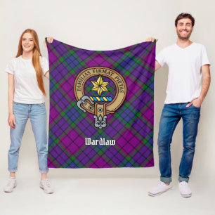 Clan Wardlaw Crest over Tartan Fleece Deken