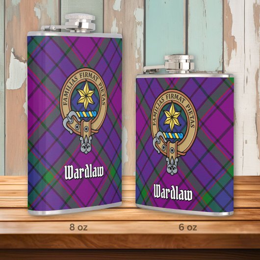 Clan Wardlaw Crest over Tartan Heupfles