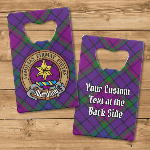 Clan Wardlaw Crest over Tartan Kredietkaart Flessenopener