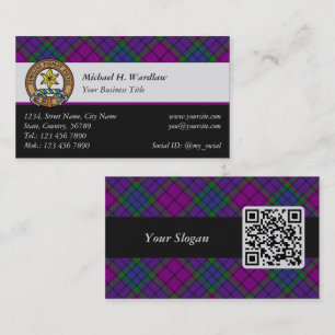 Clan Wardlaw Crest over Tartan Visitekaartje