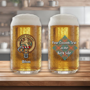 Clan Wilson Crest over het oude Tartan Blikvorm Glas